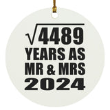 67th Anniversary Square Root of 4489 Years As Mr & Mrs 2024 - Circle Ornament