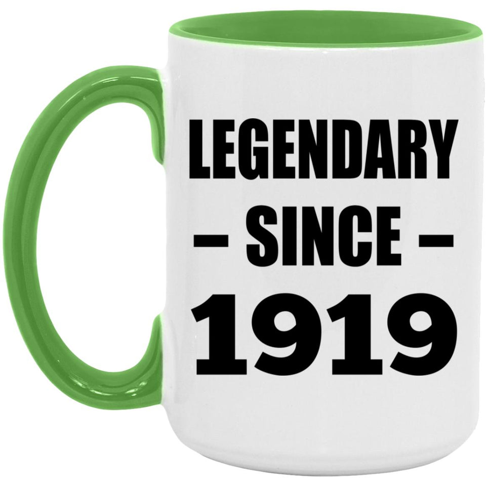 105th Birthday Legendary Since 1919 - 15oz Accent Mug Green