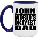 John World's Okayest Dad - 15oz Accent Mug Purple