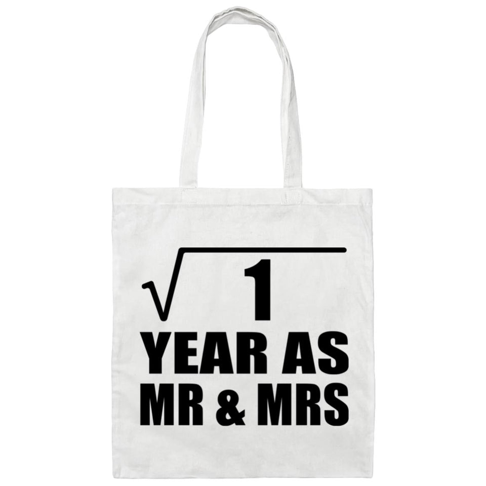 1st Anniversary Square Root of 1 Year As Mr & Mrs - Tote Bag White