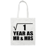 1st Anniversary Square Root of 1 Year As Mr & Mrs - Tote Bag White