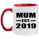Mum Established EST. 2019 - 11oz Accent Mug Red