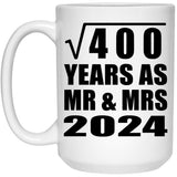 20th Anniversary Square Root of 400 Years As Mr & Mrs 2024 - 15oz Coffee Mug