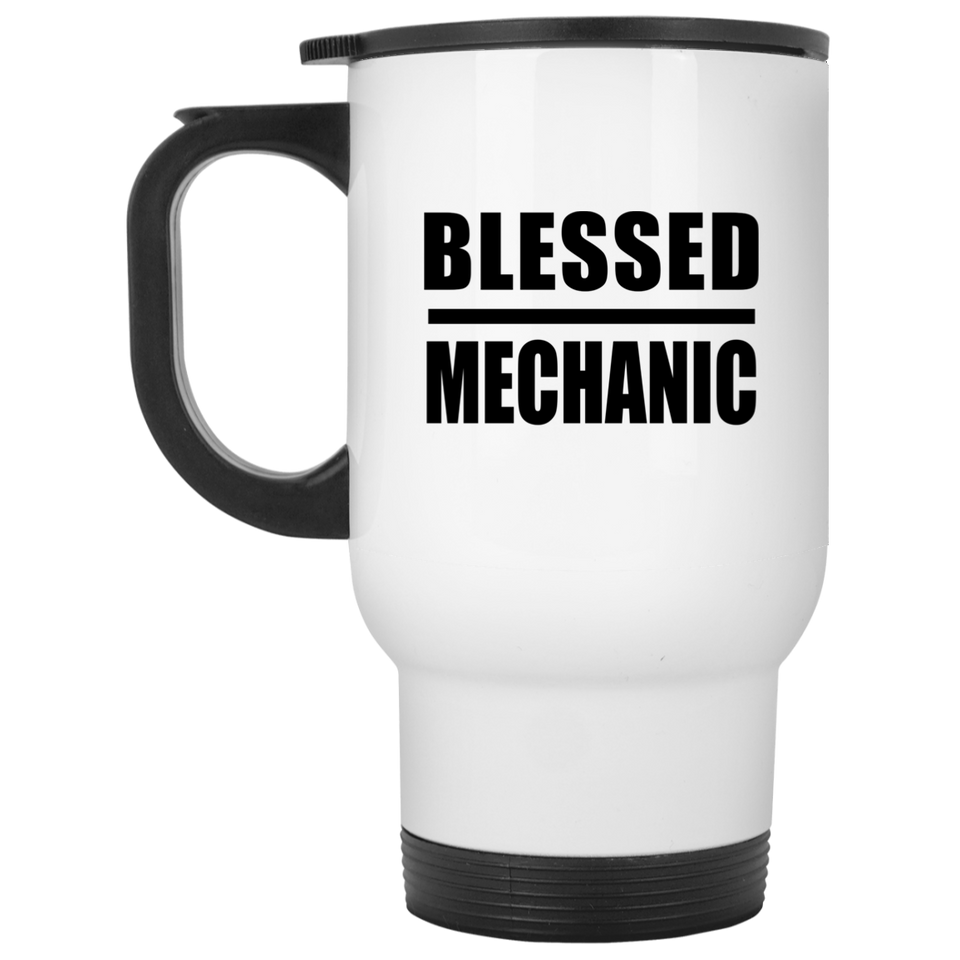 Blessed Mechanic - White Travel Mug