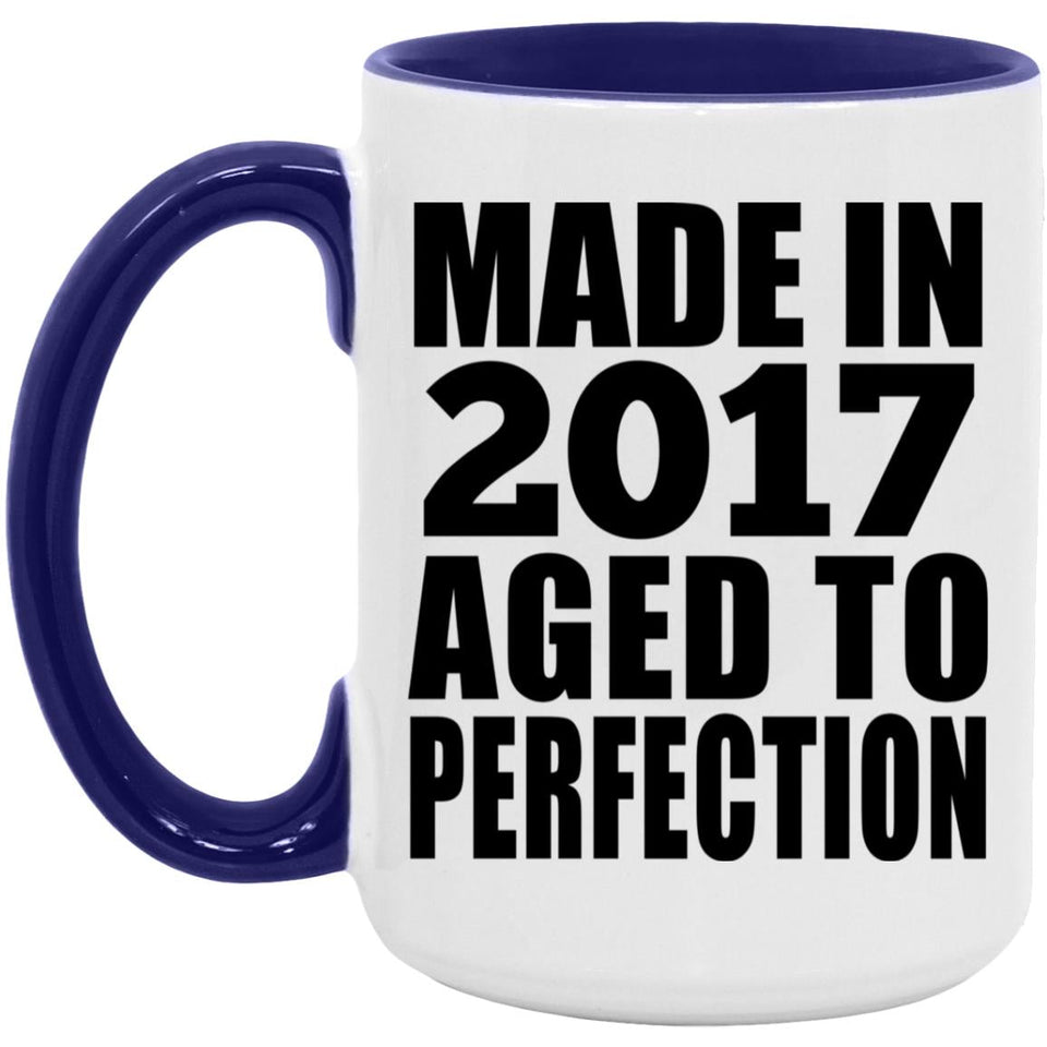 7th Birthday Made In 2017 Aged to Perfection - 15oz Accent Mug Purple