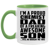 Proud Chemist Dad Of Awesome Son - 11oz Accent Mug Green