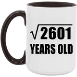 51st Birthday Square Root of 2601 Years Old - 15oz Accent Mug Black
