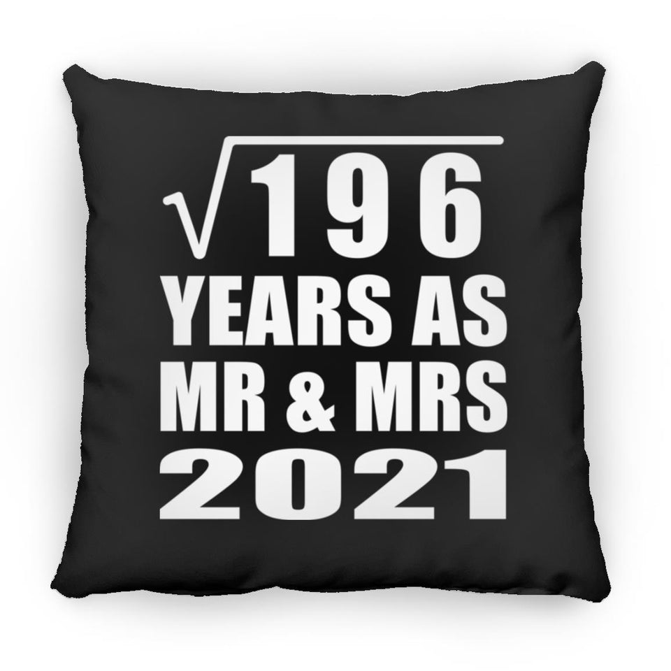 14th Anniversary Square Root of 196 Years As Mr & Mrs 2021 - Throw Pillow Black