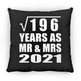 14th Anniversary Square Root of 196 Years As Mr & Mrs 2021 - Throw Pillow Black