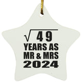 7th Anniversary Square Root of 49 Years As Mr & Mrs 2024 - Star Ornament