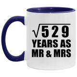 23rd Anniversary Square Root of 529 Years As Mr & Mrs - 11oz Accent Mug Purple