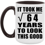 8th Birthday Took Square Root of 64 Years To Look Good - 15oz Accent Mug Black