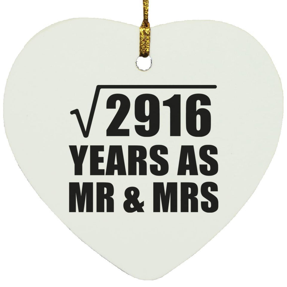 54th Anniversary Square Root of 2916 Years As Mr & Mrs - Heart Ornament