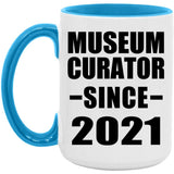 Museum Curator Since 2021 - 15oz Accent Mug Blue