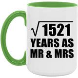 39th Anniversary Square Root of 1521 Years As Mr & Mrs - 15oz Accent Mug Green