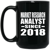 Market Research Analyst Since 2018 - 15 Oz Coffee Mug Black