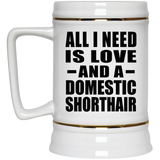 All I Need Is Love And A Domestic Shorthair - Beer Stein