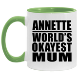 Annette World's Okayest Mum - 11oz Accent Mug Green