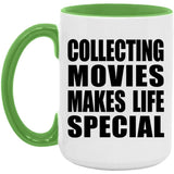 Collecting Movies Makes Life Special - 15oz Accent Mug Green