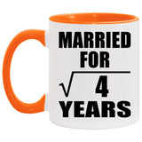 2nd Anniversary Married For Square Root of 4 Years - 11oz Accent Mug Orange