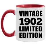 122nd Birthday Vintage 1902 Limited Edition - 11oz Accent Mug Red