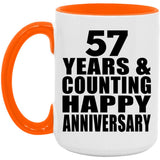 Happy 57th Anniversary 57 Years & Counting - 15oz Accent Mug Orange