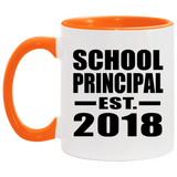 School Principal Established EST. 2018 - 11oz Accent Mug Orange
