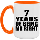 7th Anniversary 7 Years Of Being Mr Right - 15oz Accent Mug Orange