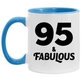 95th Birthday 95 & Fabulous - 11oz Accent Mug Blue