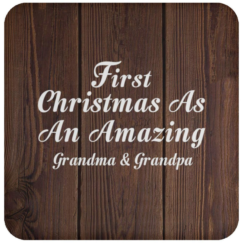 First Christmas As An Amazing Grandma & Grandpa - Drink Coaster D