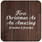 First Christmas As An Amazing Grandma & Grandpa - Drink Coaster D