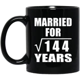 12th Anniversary Married For Square Root of 144 Years - 11oz Coffee Mug Black