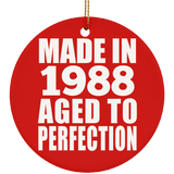 36th Birthday Made In 1988 Aged to Perfection - Circle Ornament