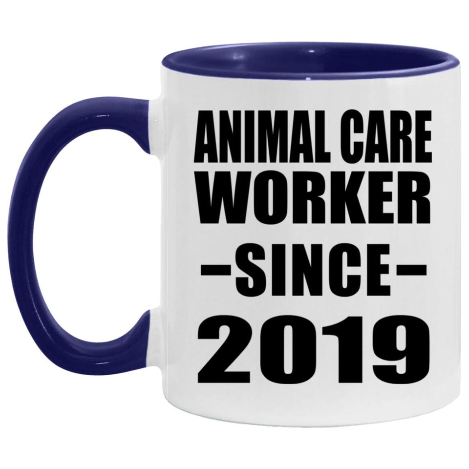 Animal Care Worker Since 2019 - 11oz Accent Mug Purple