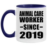 Animal Care Worker Since 2019 - 11oz Accent Mug Purple