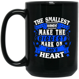 The Smallest Hands Make The Biggest Mark On Dad's Heart - 15 Oz Coffee Mug Black