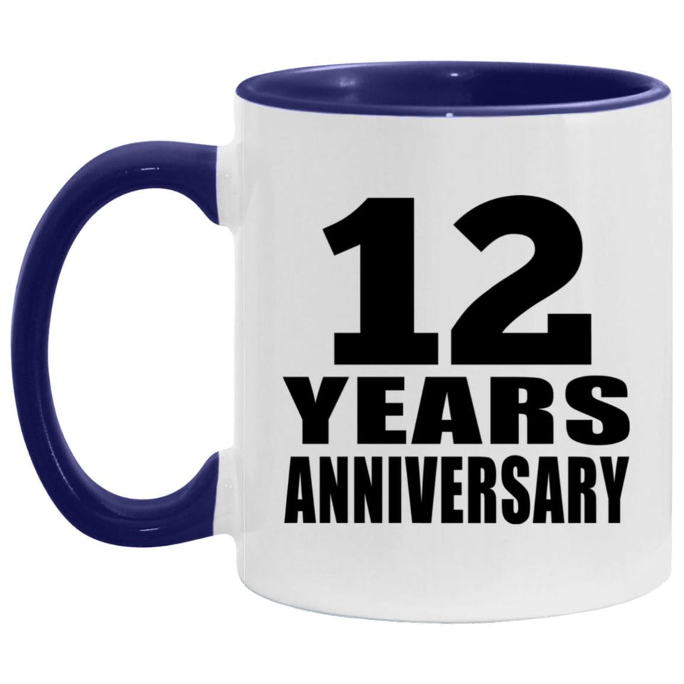 12th Anniversary 12 Years - 11oz Accent Mug Purple