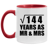 12th Anniversary Square Root of 144 Years As Mr & Mrs - 11oz Accent Mug Red