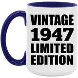 77th Birthday Vintage 1947 Limited Edition - 15oz Accent Mug Purple
