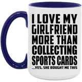 I Love My Girlfriend More Than Collecting Sports Cards - 15oz Accent Mug Purple