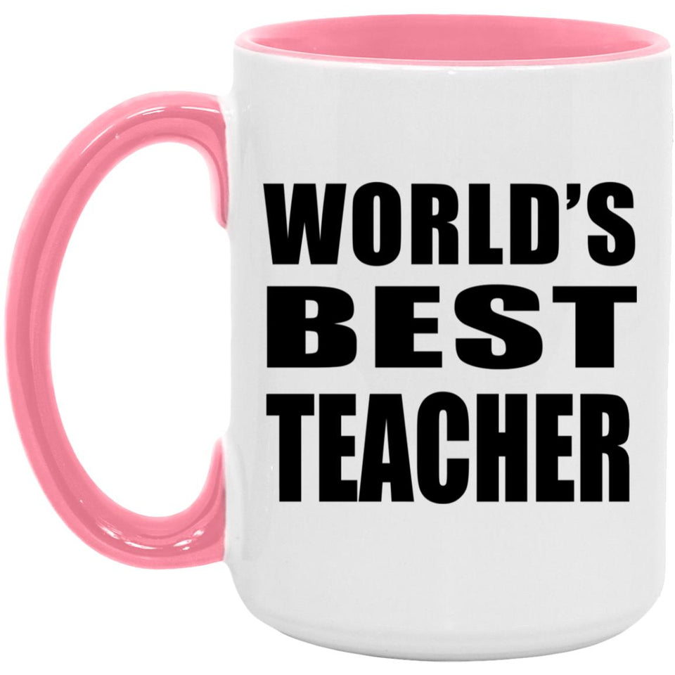 World's Best Teacher - 15oz Accent Mug Pink