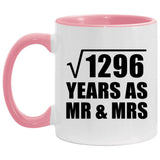 36th Anniversary Square Root of 1296 Years As Mr & Mrs - 11oz Accent Mug Pink