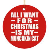 All I Want For Christmas Is My Munchkin Cat - Circle Ornament