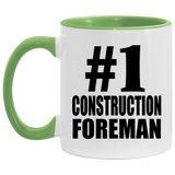 Number One #1 Construction Foreman - 11oz Accent Mug Green