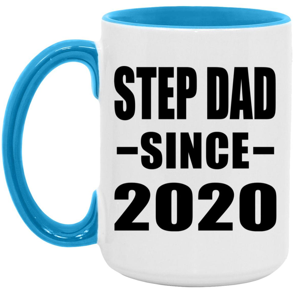 Step Dad Since 2020 - 15oz Accent Mug Blue