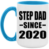 Step Dad Since 2020 - 15oz Accent Mug Blue
