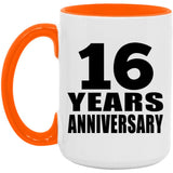 16th Anniversary 16 Years Anniversary - 15oz Accent Mug Orange