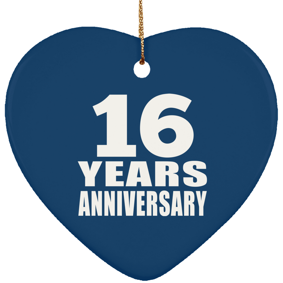 16th Anniversary 16 Years - Heart Ornament
