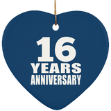 16th Anniversary 16 Years - Heart Ornament