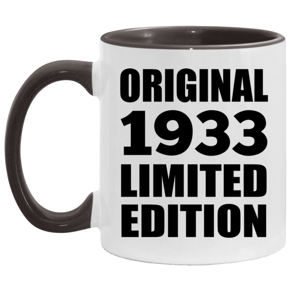 91st Birthday Original 1933 Limited Edition - 11oz Accent Mug Black